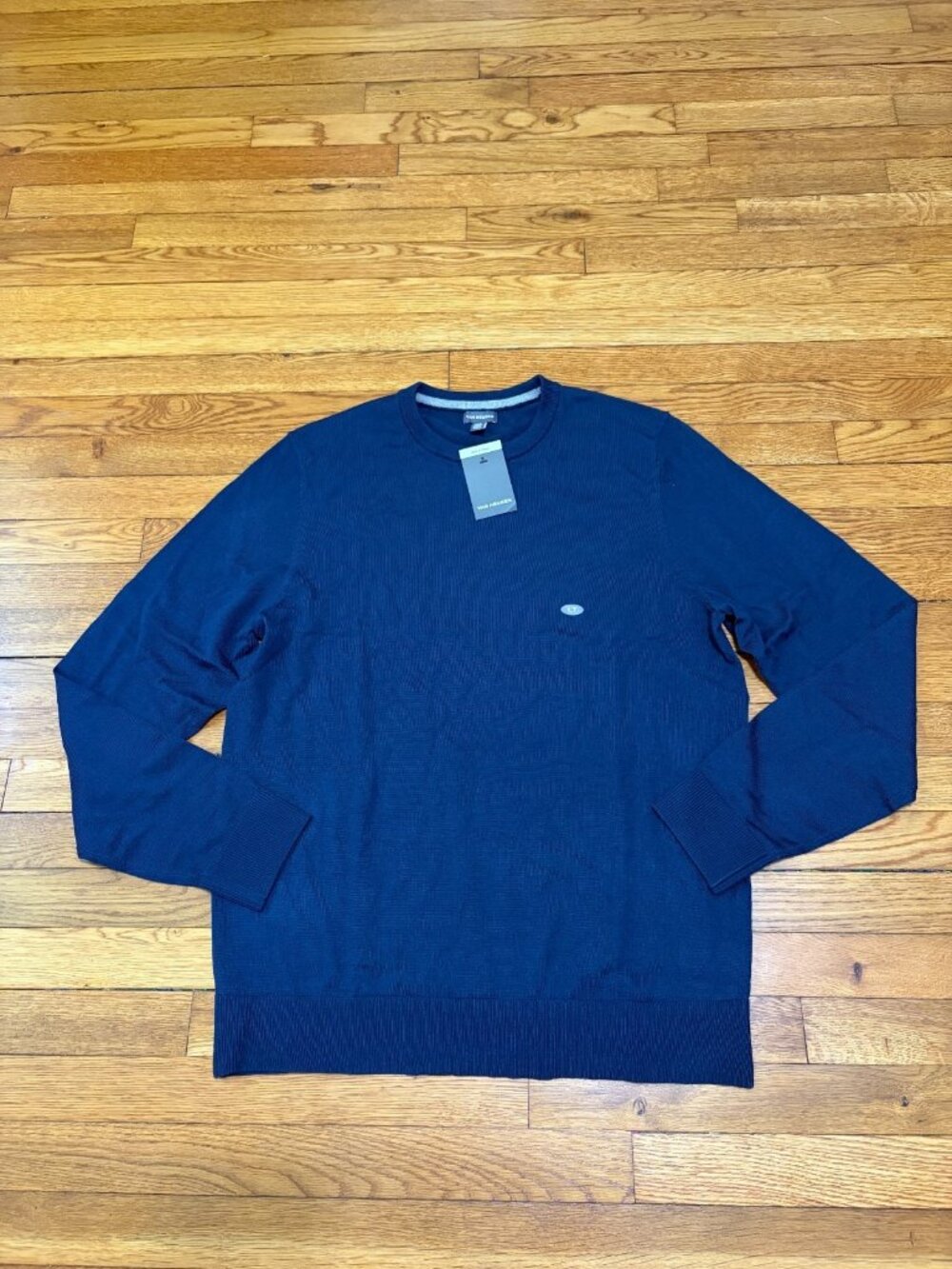 Van Heusen Mens Sweater Size Large Tall LT Navy Blue Acrylic Wool Knit NWT $75